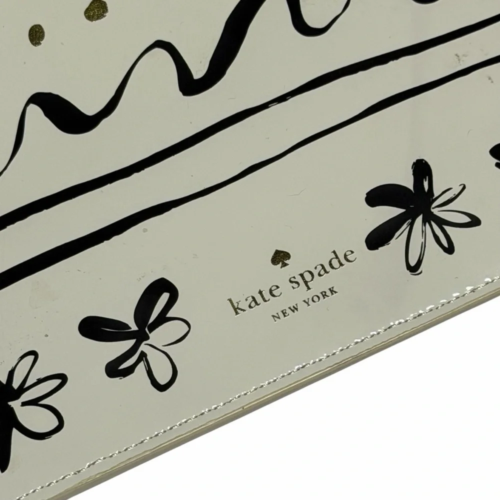 kate spade Cream Wristlet with Black Floral & Scribble Print Pencil Case